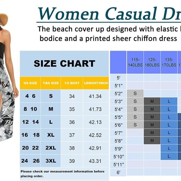 Women's Summer Maxi Sundress Strapless Cover Up Beach Party Dress - Picture 5 of 8